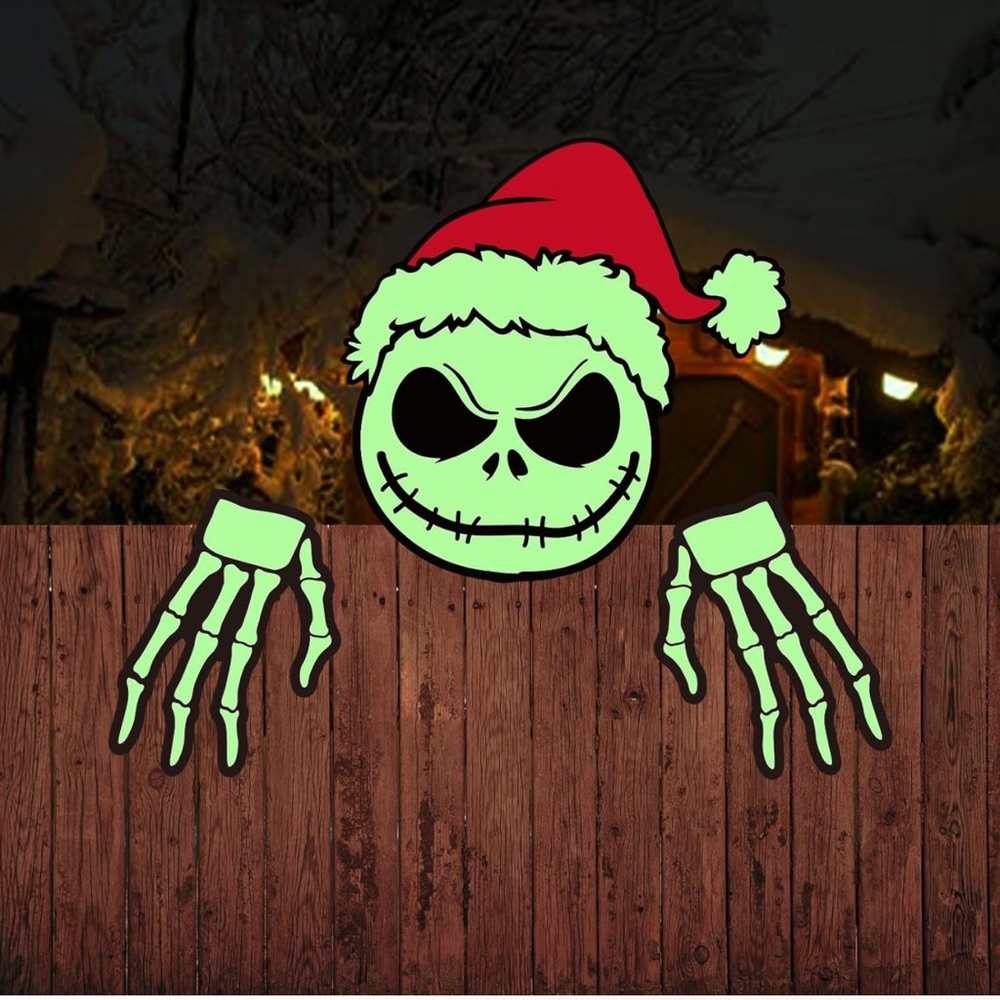 3PCS Fence Peeker Glow in Dark,Outdoor Halloween Christmas Tree Topper for Tree